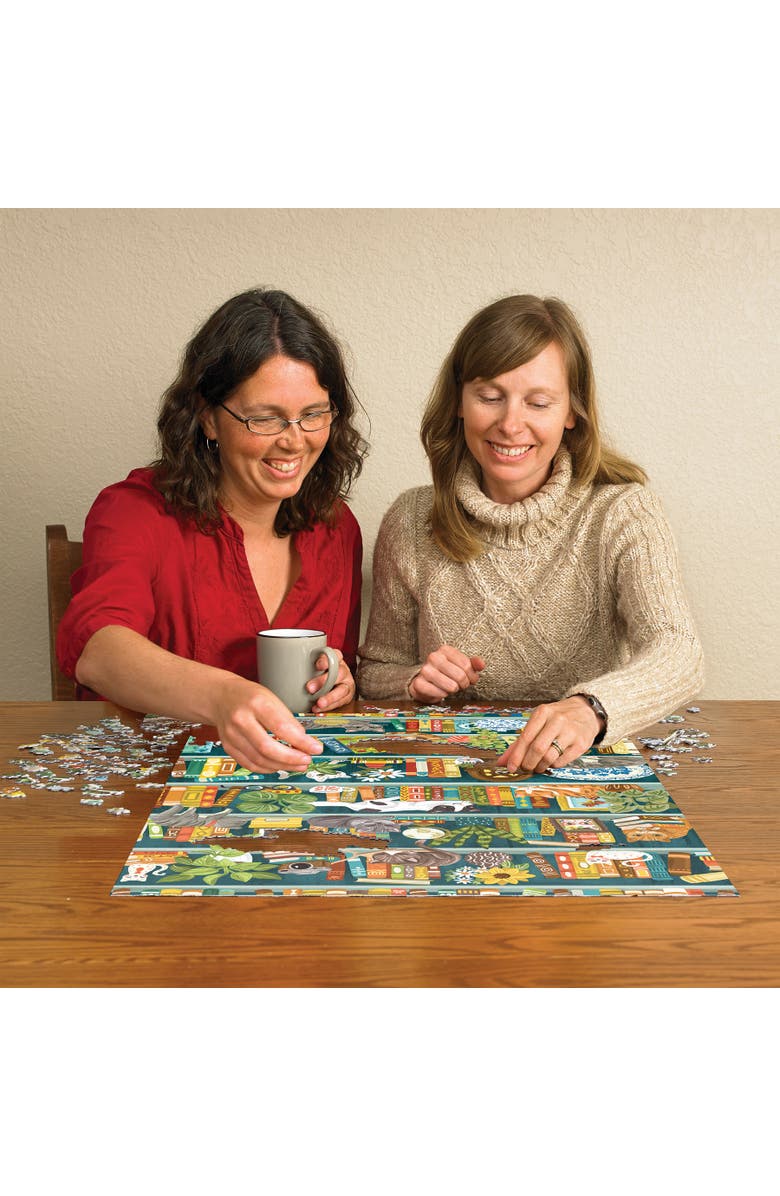 Cobble Hill 1000 Piece Puzzle The Purrfect Bookshelf Reference Poster, Alternate, color, Multicolored