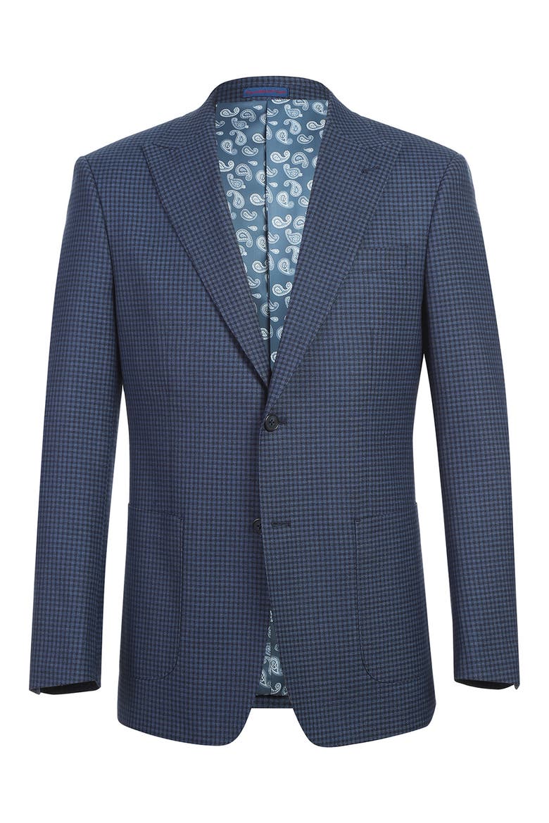 Peaked Lapel Wool Blend Two-Piece Suit, Alternate, color, NAVY