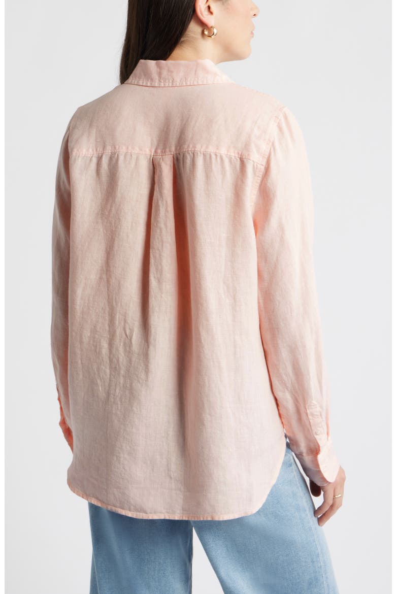 Casual Linen Button-Up Shirt, Alternate, color, PINK FRESCO
