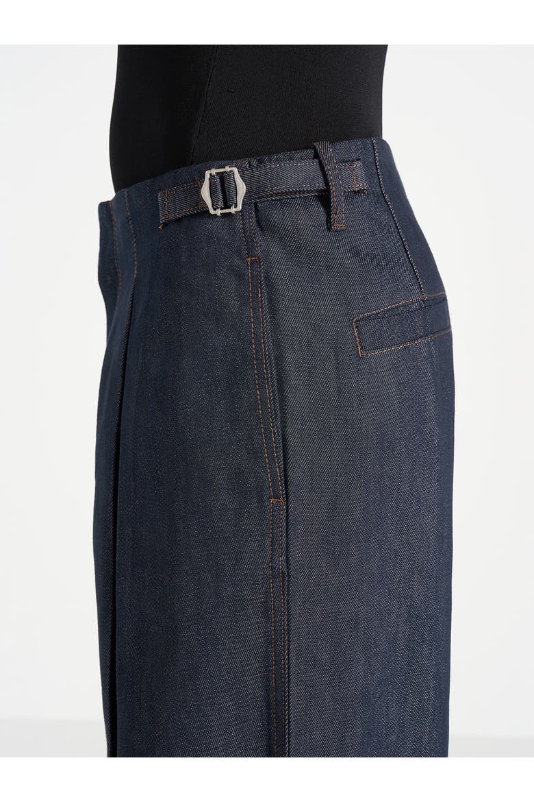 Lior Box Pleat Wide Leg Denim Jeans, Alternate, color, Indigo