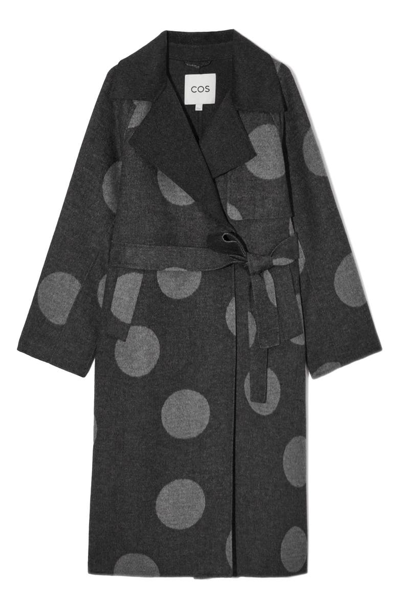 COS Oversized Belted Polka Dot Wool Blend Coat, Alternate, color, 