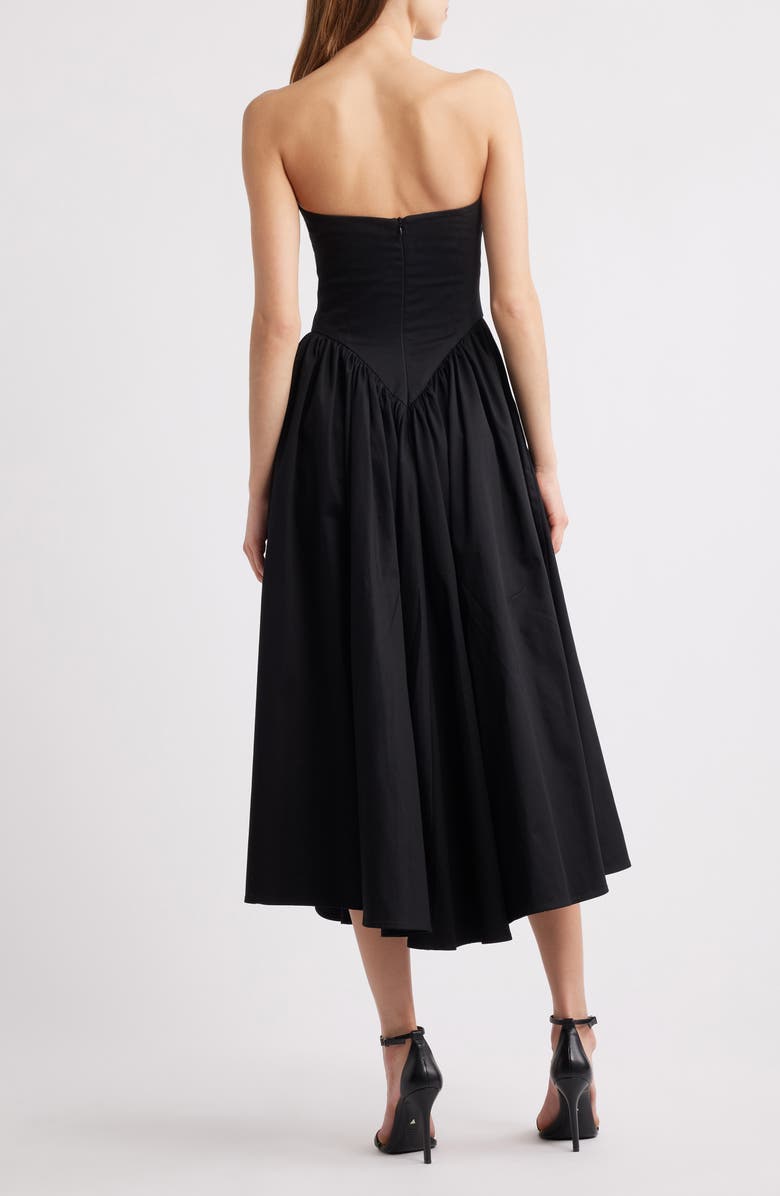 Delfi Collective Imani Strapless Midi Cocktail Dress, Alternate, color, Black