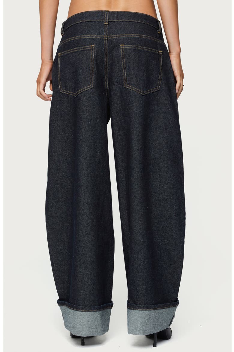 Kella Low Rise Baggy Wide Leg Cuffed Jeans, Alternate, color, INDIGO-BLUE-RAW-WASH