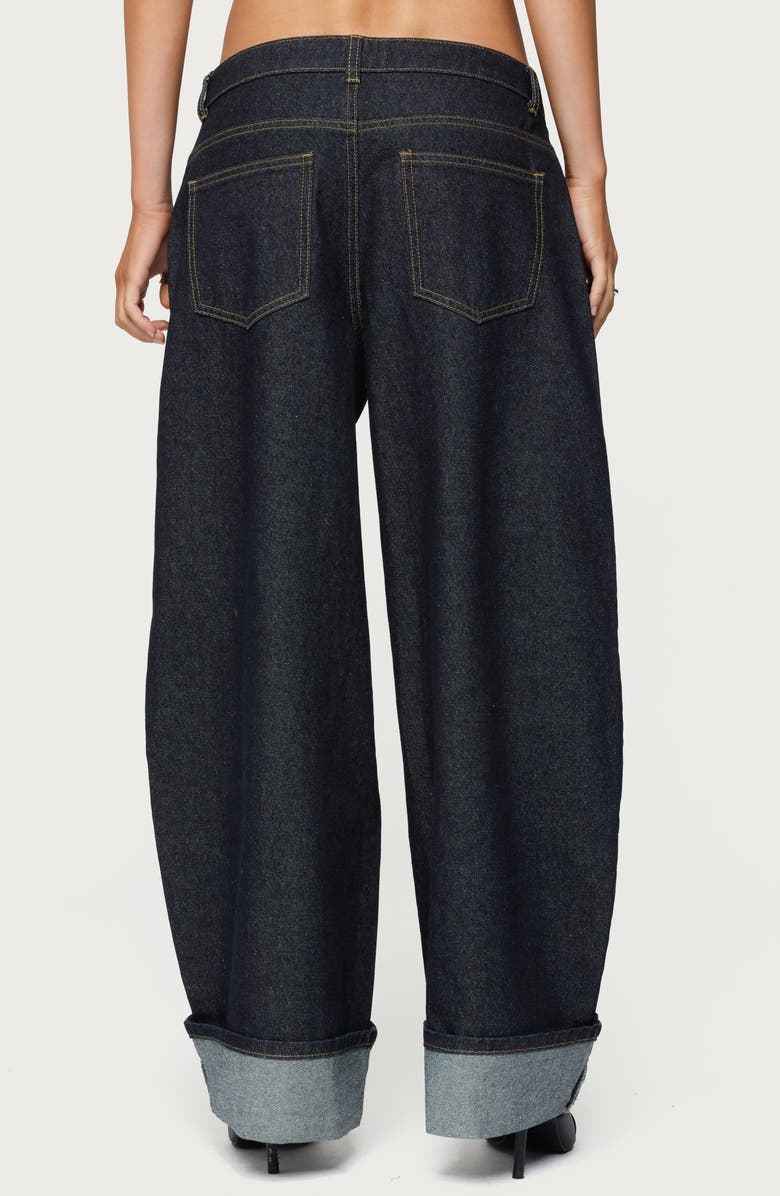 EDIKTED Kella Low Rise Baggy Wide Leg Cuffed Jeans, Alternate, color, Indigo-Blue-Raw-Wash