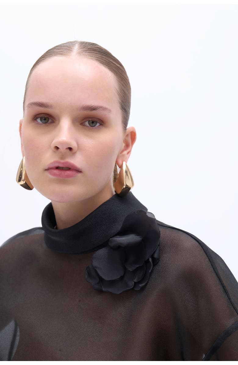 Nocturne Flower Applique Sheer Blouse, Alternate, color, 