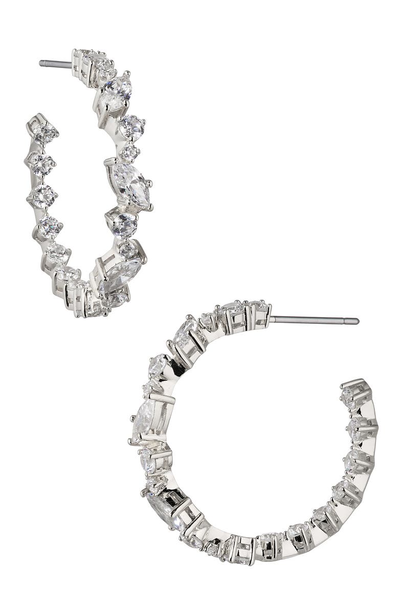 Nadri Flutter Cubic Zirconia Hoop Earrings, Main, color, 