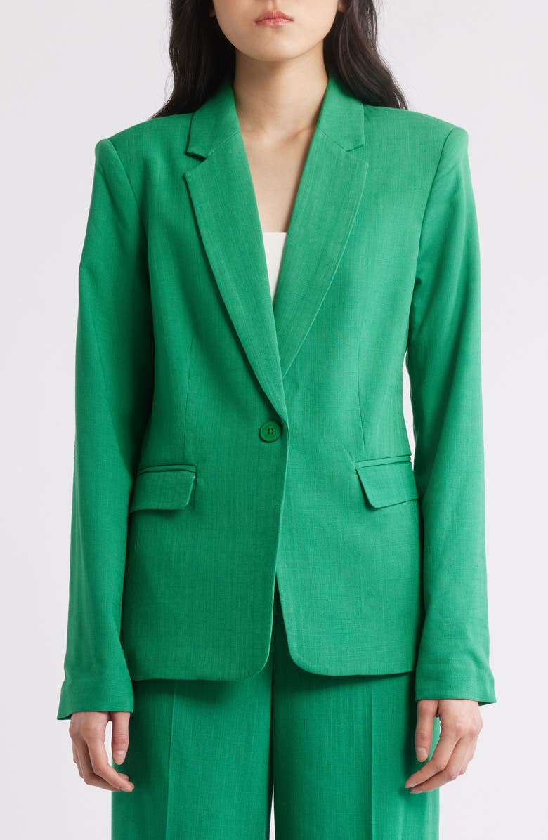 Tahari ASL One-Button Blazer, Alternate, color, Clover