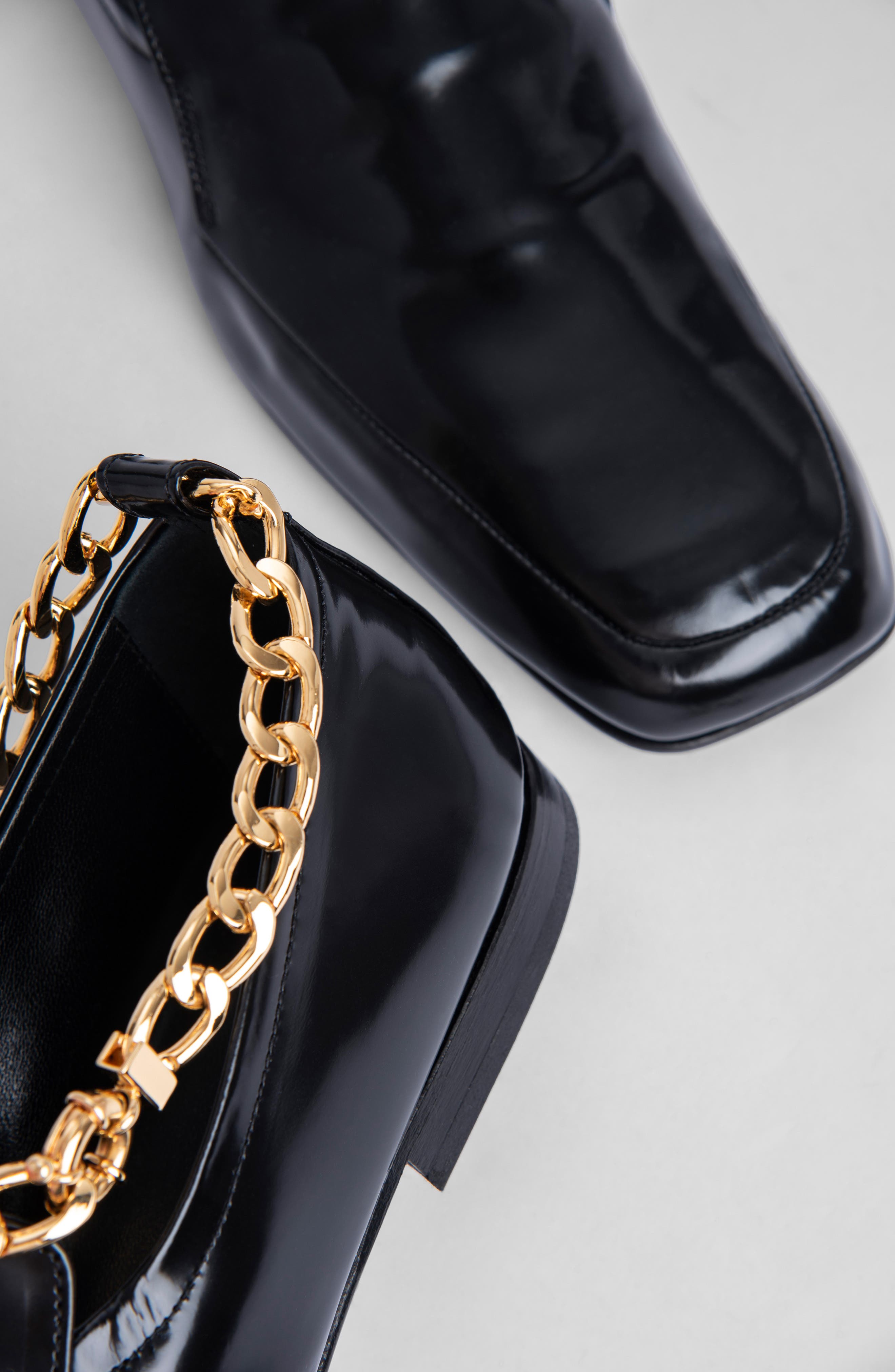 By Far Nick Chain Trim Patent Leather Loafer, Alternate, color, 