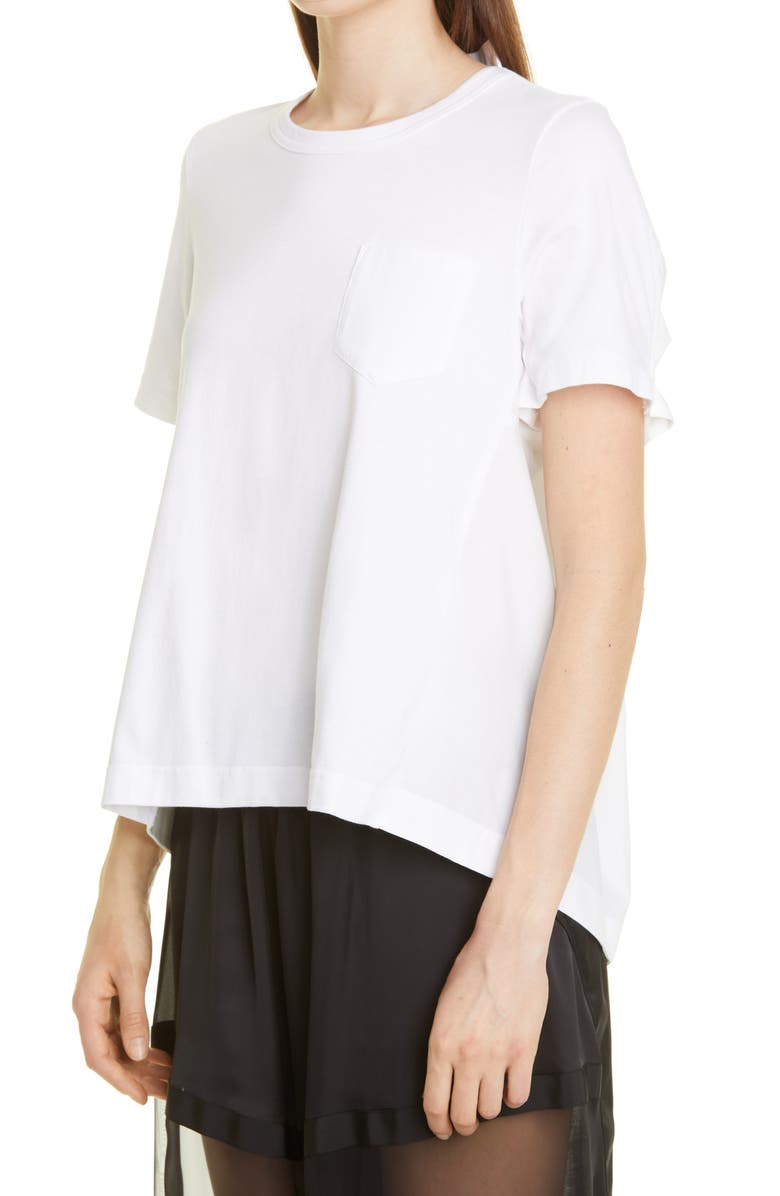 Sacai Mixed Media Cotton T-Shirt, Alternate, color, 