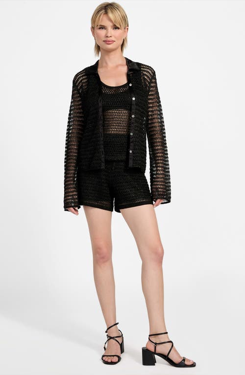 Guess Bella Sequin Open Stitch Shirt In Black