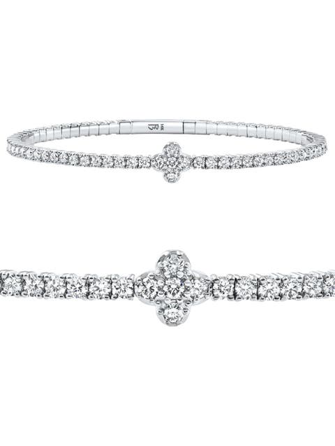 3.70Ct Diamond Flexible Tennis Bangle Bracelet 14k Gold Lab Grown