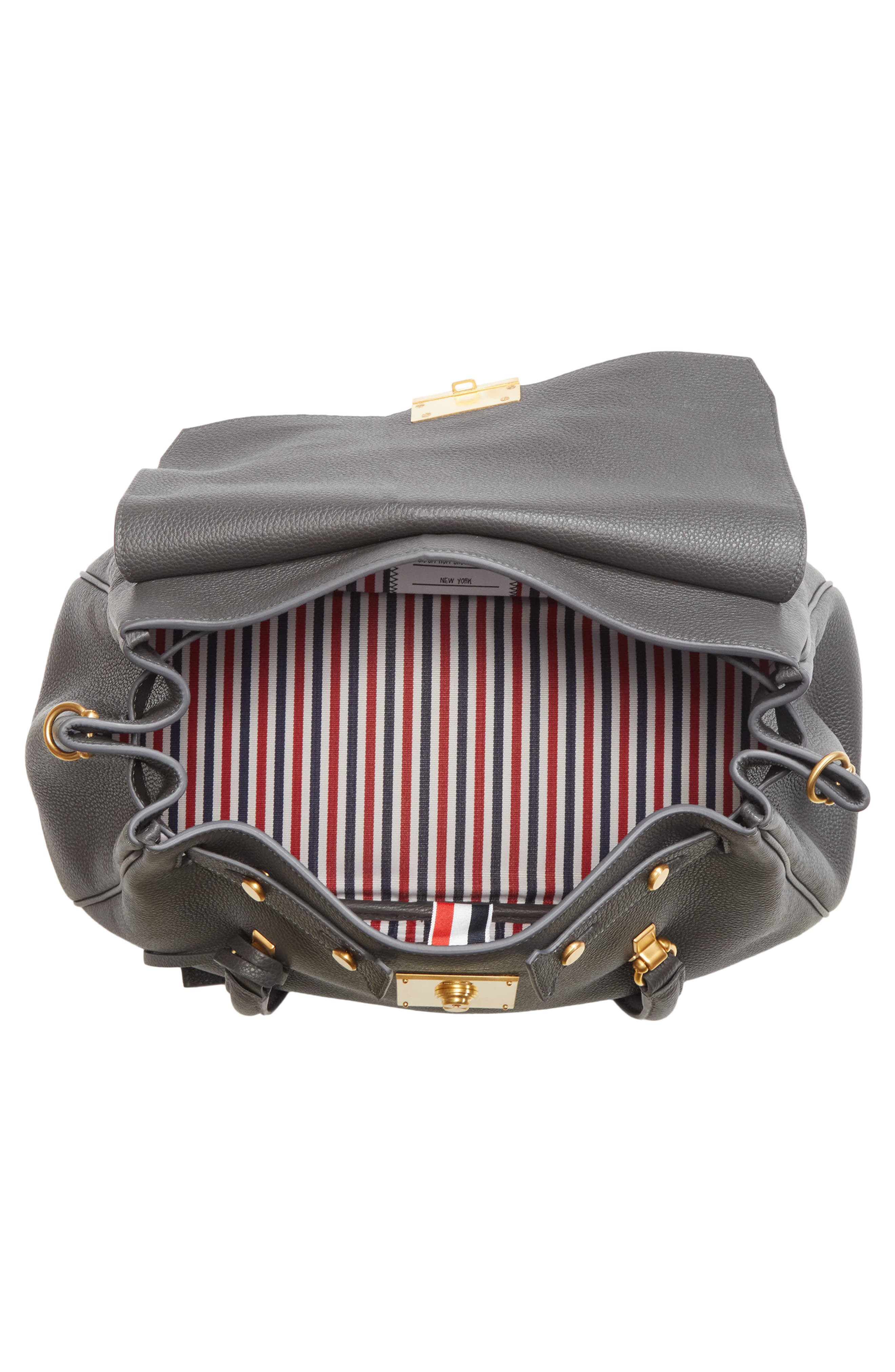 Bolton Pebble Grain Leather Satchel, Alternate, color, DARK GREY