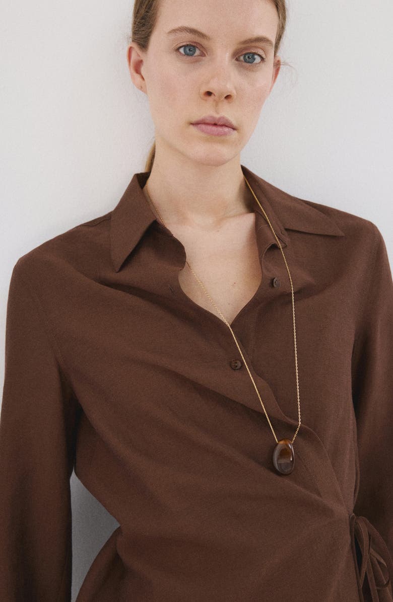 MANGO Long Sleeve Wrap Shirt, Alternate, color, 