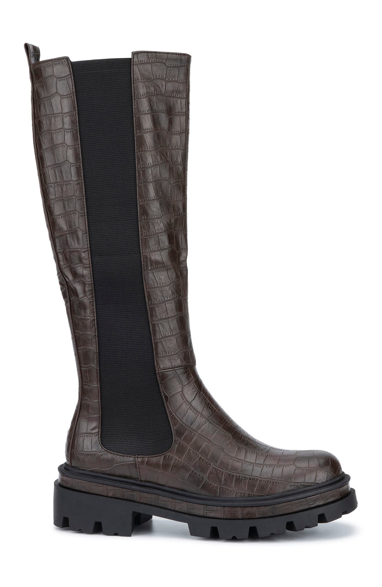TORGEIS Madina Croc Embossed Lug Sole Boot, Alternate, color, Brown