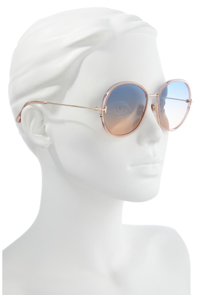 Hunter 58mm Round Sunglasses, Alternate, color, PNKO/BLUG