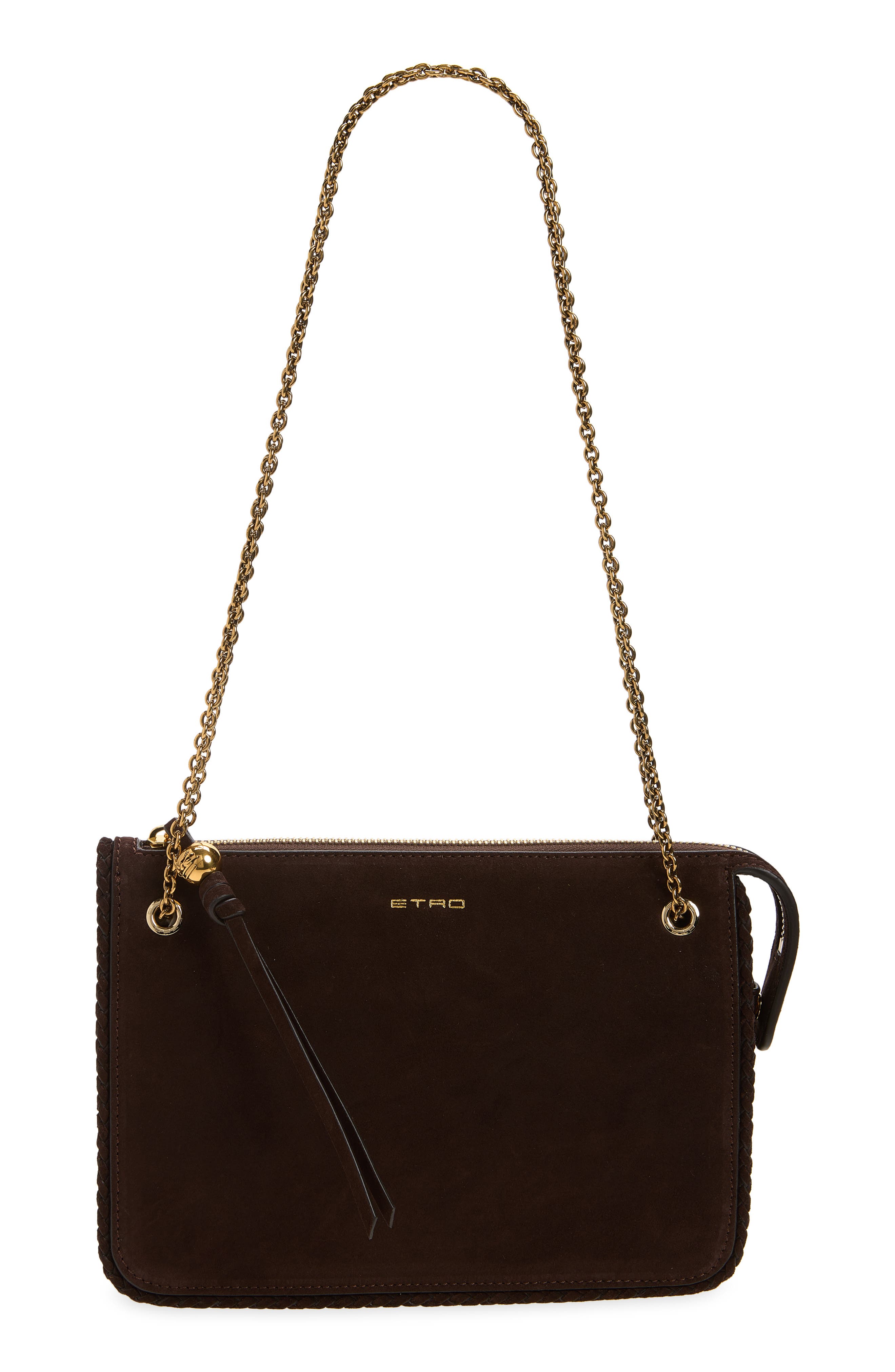Suede Crossbody Bag, Main, color, EBONY