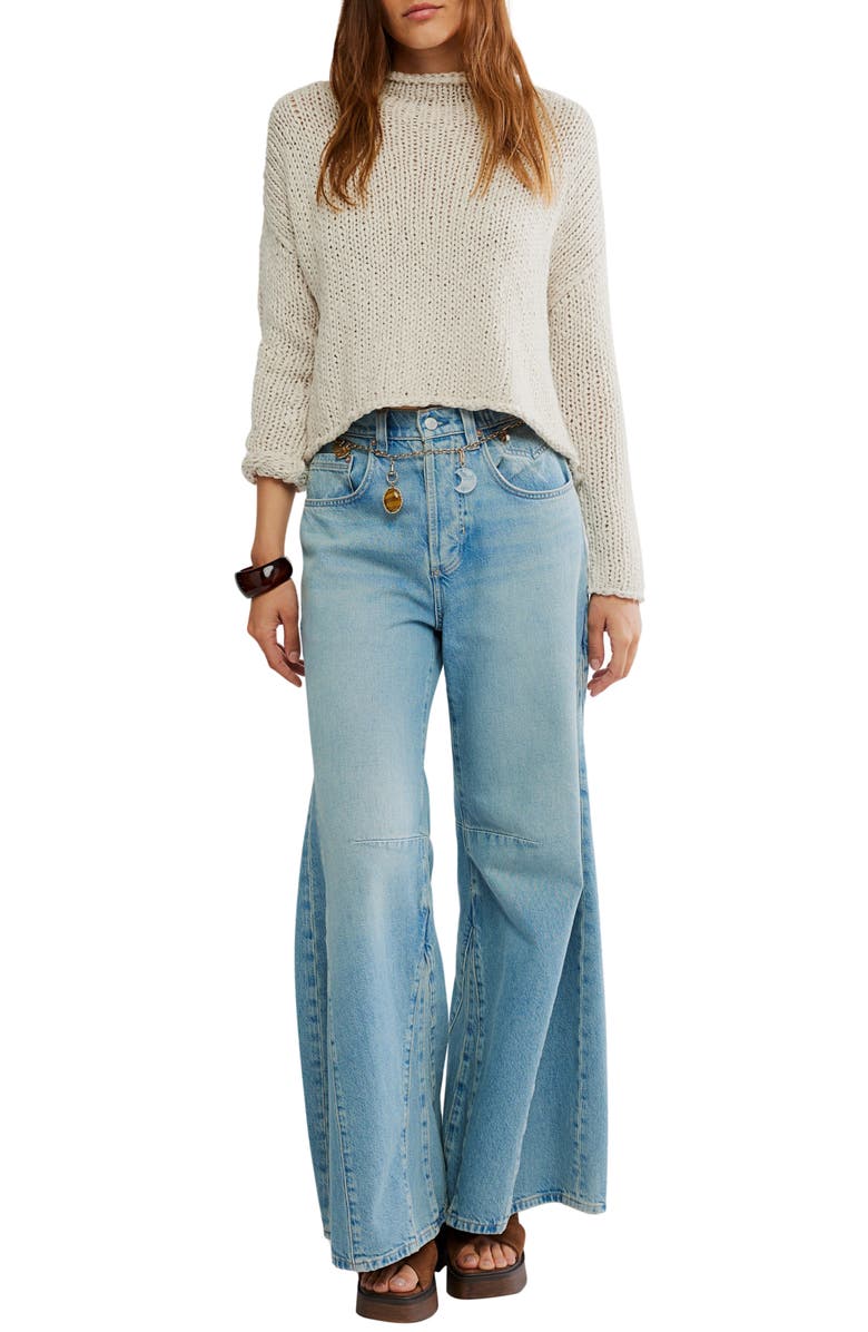 Free People Opal Roll Neck Crop Sweater, Alternate, color, Tea