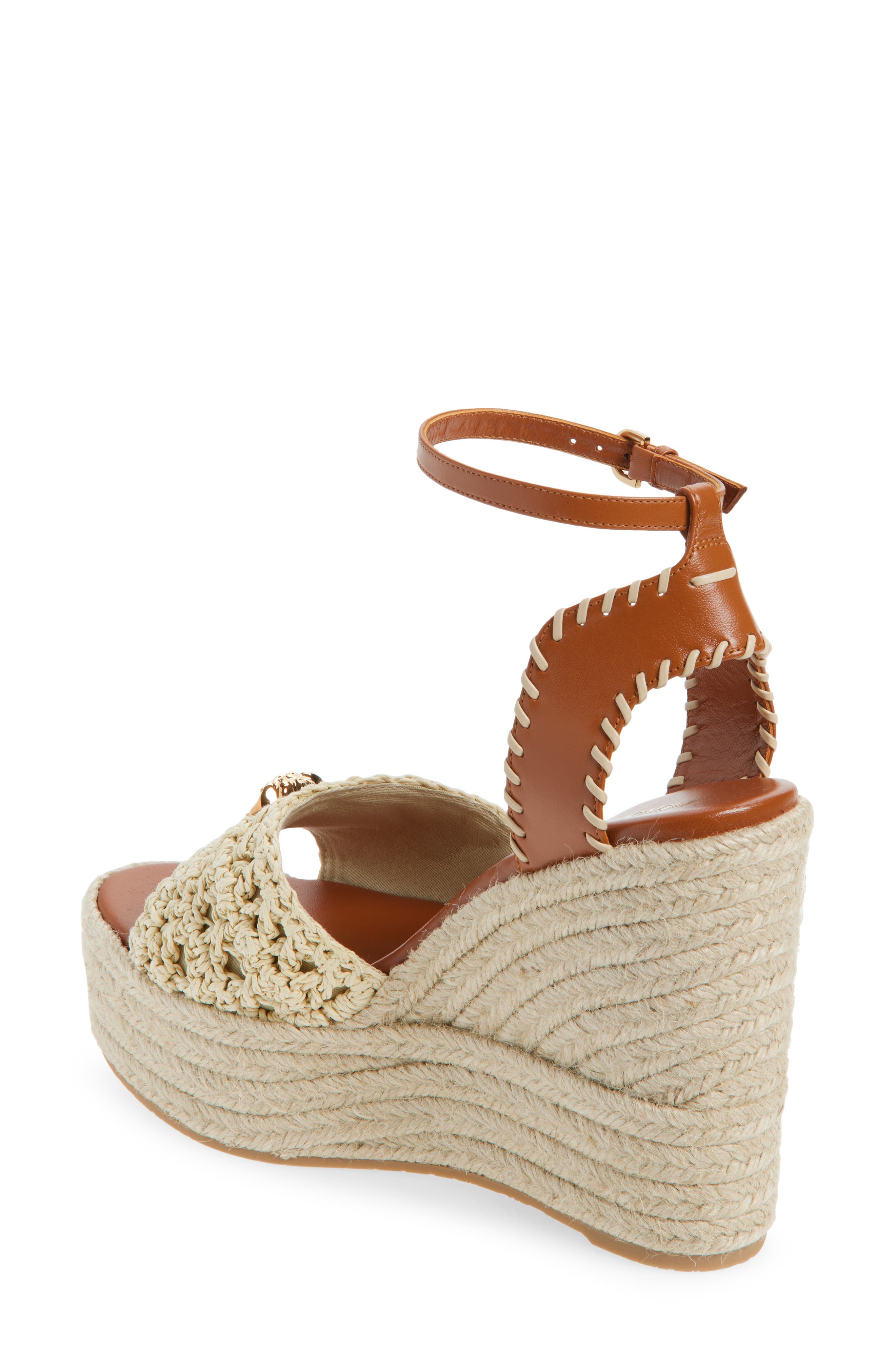 Versace Medusa Espadrille Wedge Sandal, Alternate, color, Natural Ambrer Gold