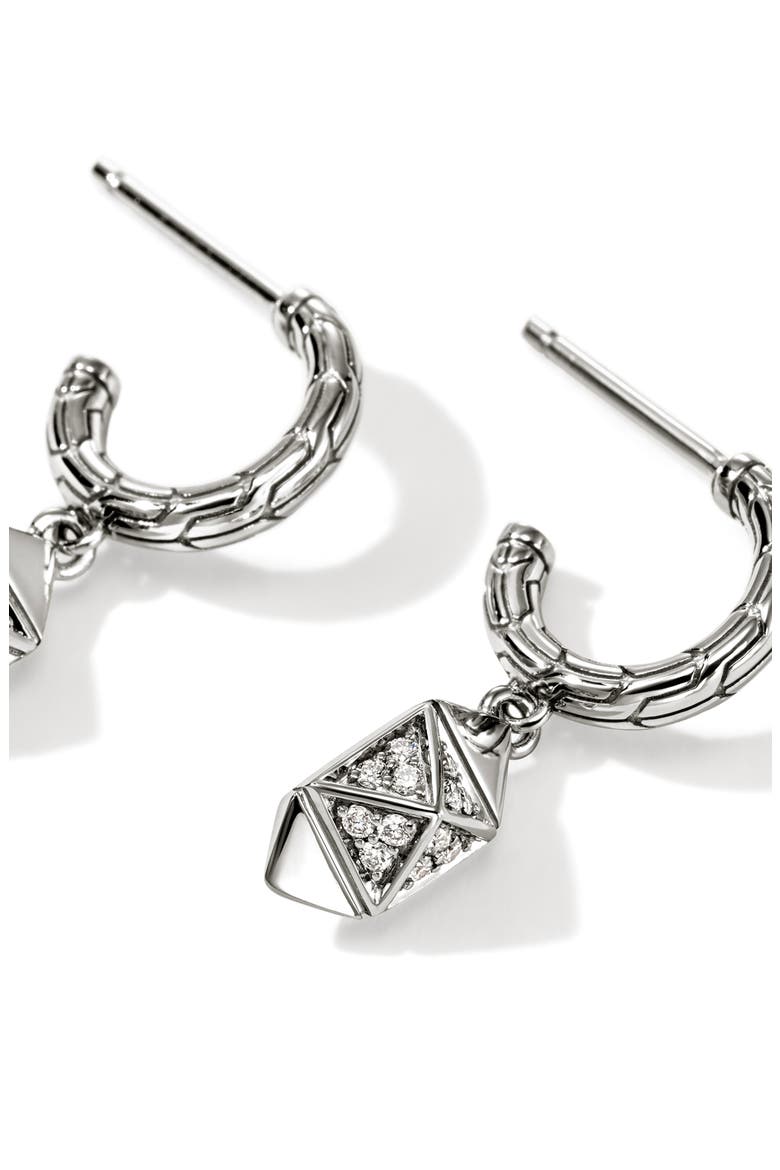 Icon Stud Diamond Hoop Earrings, Alternate, color, SILVER
