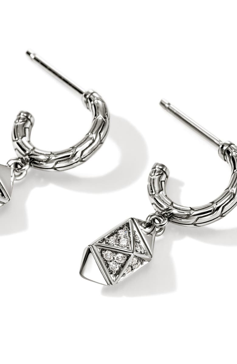 John Hardy Icon Stud Diamond Hoop Earrings, Alternate, color, Silver