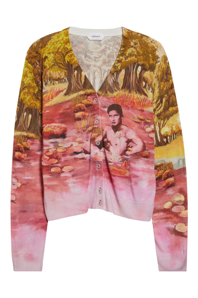 The Naturist Print Silk Cardigan, Alternate, color, MULTICOLOR
