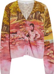 Versace The Naturist Print Silk Cardigan