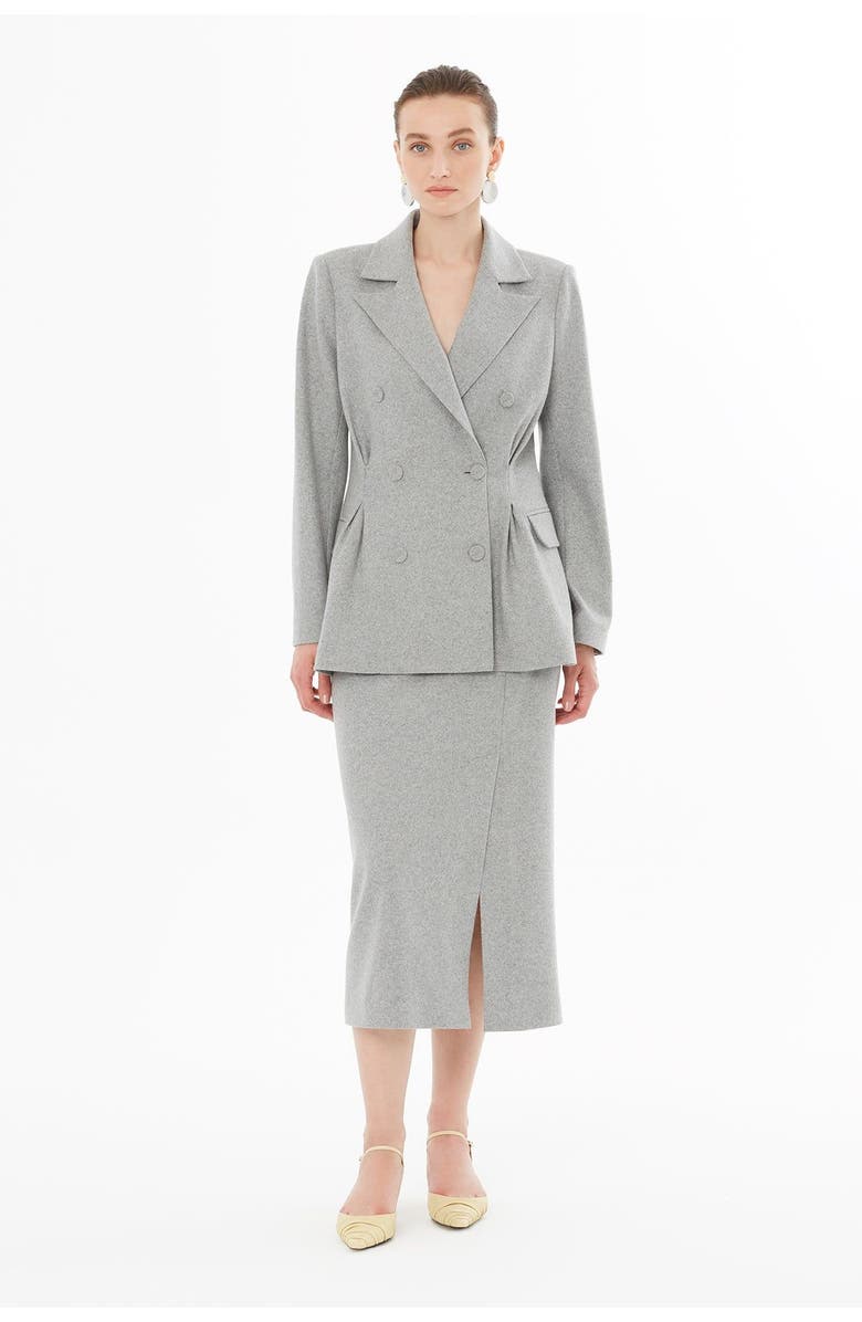 Gizia Double-Breasted Notch Lapel Jacket, Alternate, color, Grey