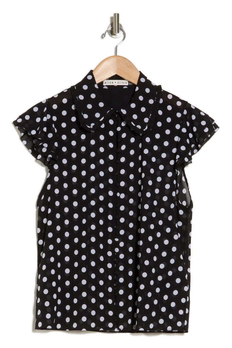 Martel Flutter Cap Sleeve Top, Alternate, color, FANTASY DOT BLACK SM