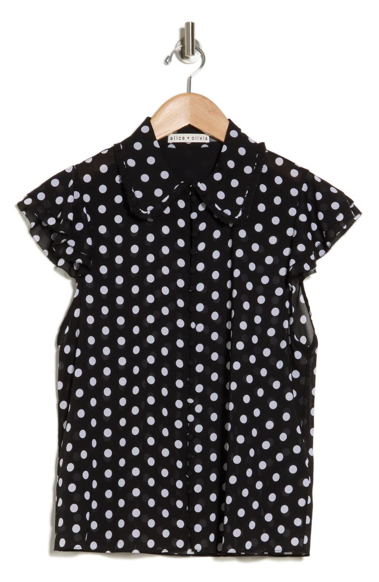 Alice + Olivia Martel Flutter Cap Sleeve Top, Alternate, color,