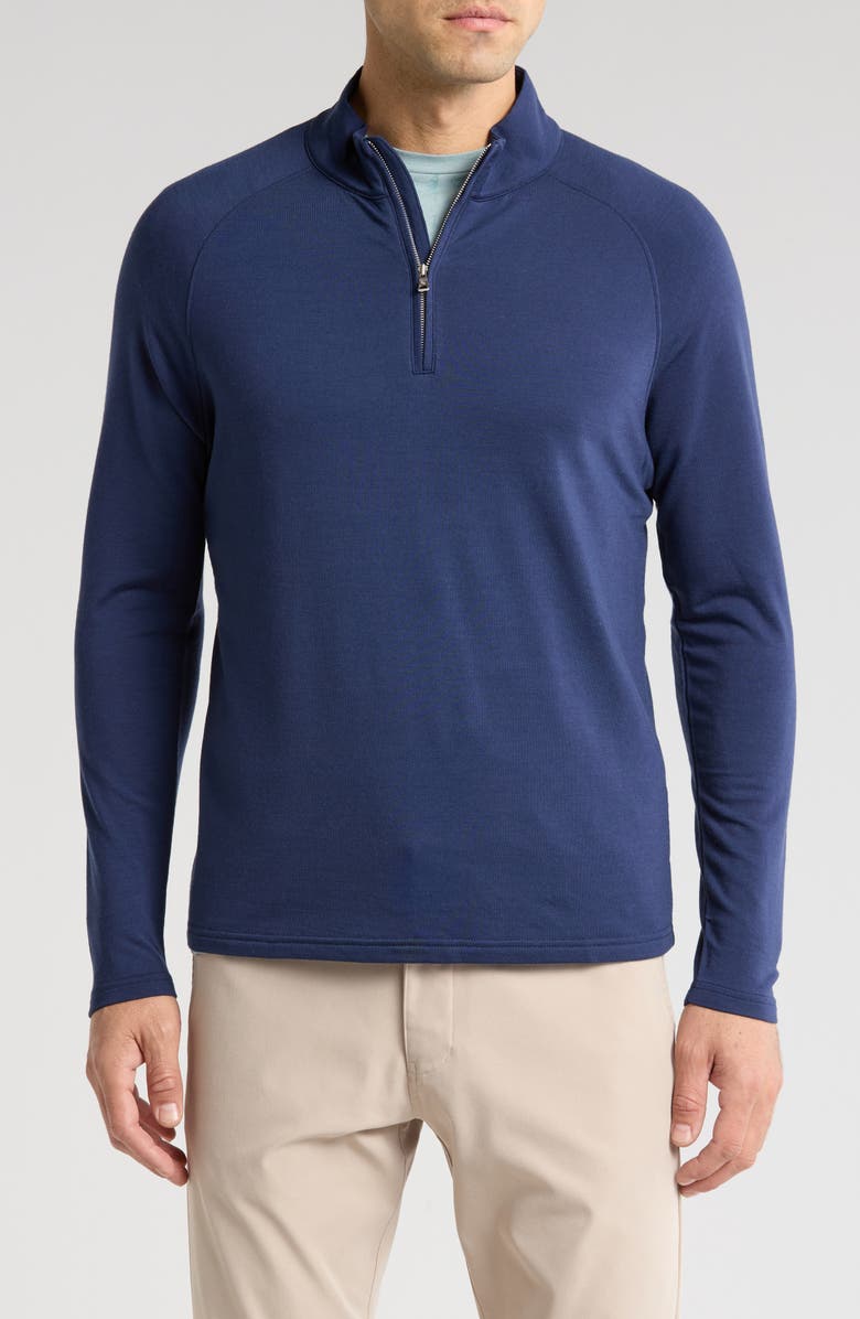 Peter Millar Crown Crafted Excursionist Flex Merino Wool Blend Quarter Zip Pullover, Main, color, 