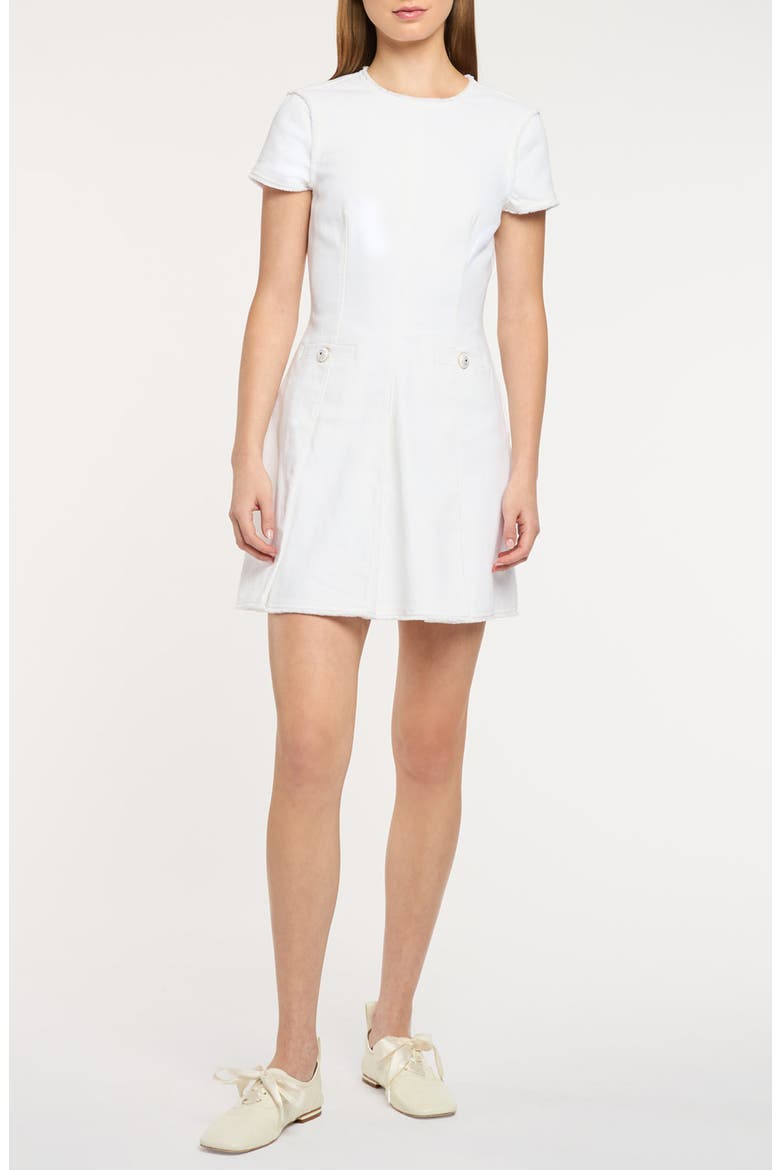 Nova Stretch Denim Minidress, Main, color, WHITE