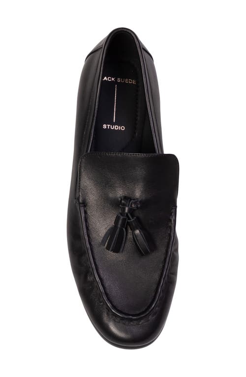 Black Suede Studio Finn Tassel Loafer In Black Leather