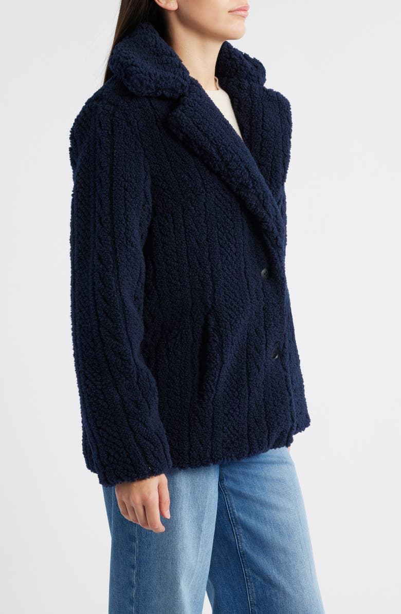 Bernardo Cable High Pile Fleece Jacket, Alternate, color, Navy