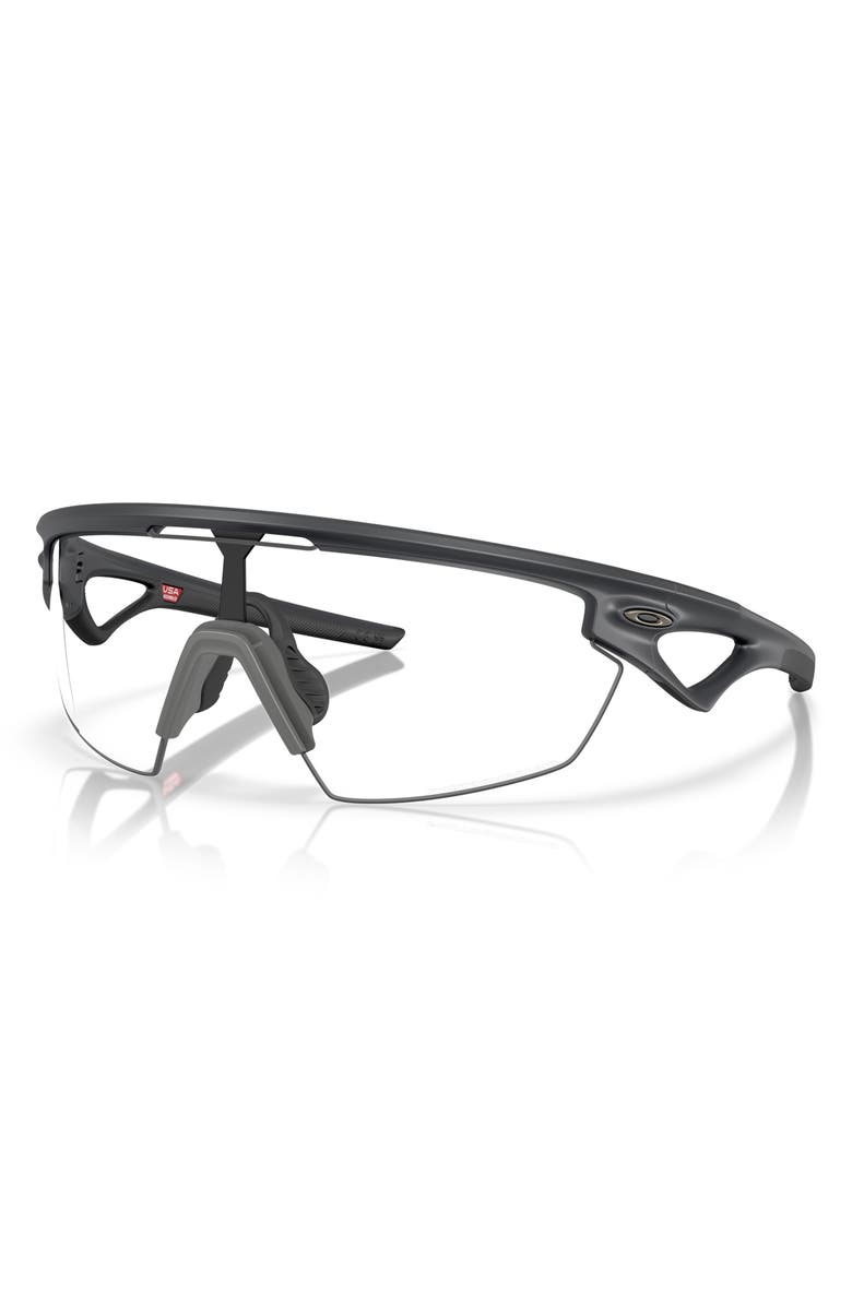 Oakley Sphaera Rectangle Sunglasses, Alternate, color, Carbon / Photochromic