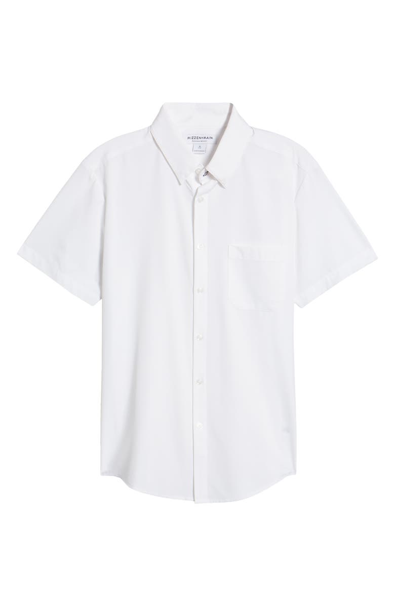 Mizzen+Main Leeward Solid Stretch Performance Short Sleeve Button-Up Shirt, Alternate, color, White Solid