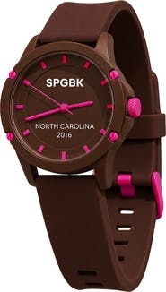 SPGBK Watches Chocolate Raspberry Silicone Strap Watch, 32mm case
