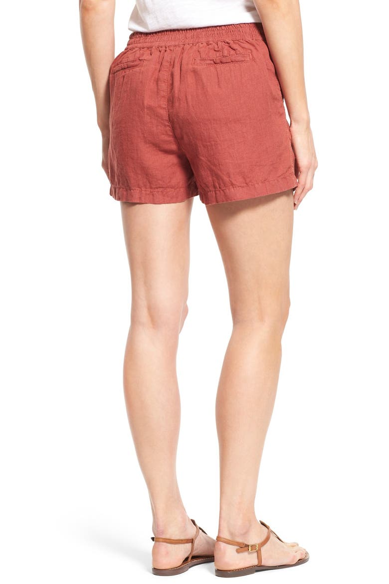Drawstring Linen Shorts, Alternate, color, RED COWHIDE
