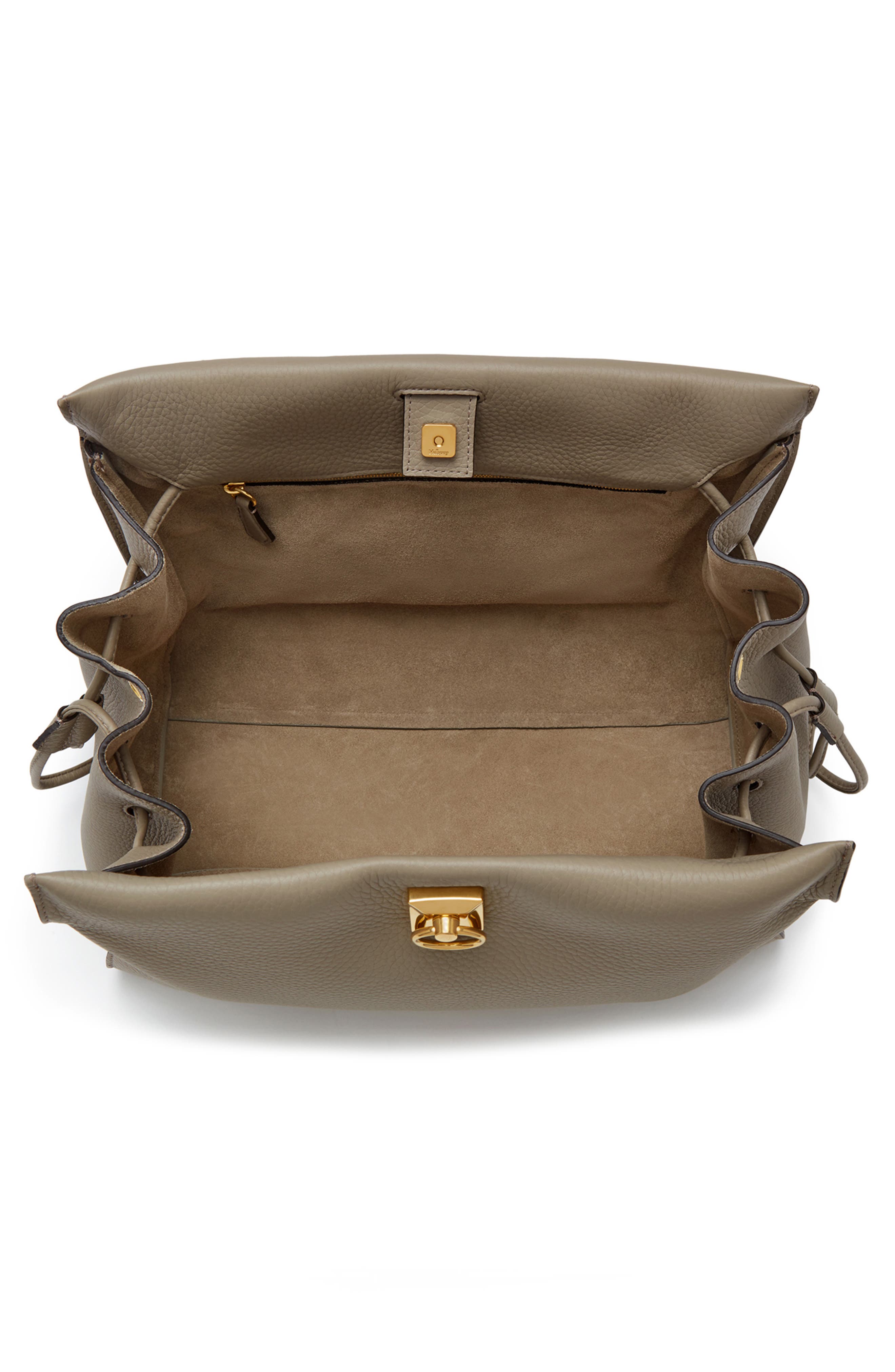 Iris Leather Top Handle Bag, Alternate, color, SOLID GREY - DARK CLAY