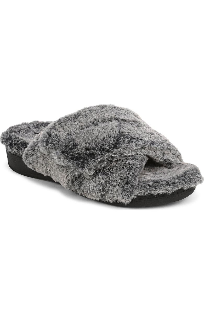 Vionic Relax II Slide Slipper, Main, color, Dark Grey Faux