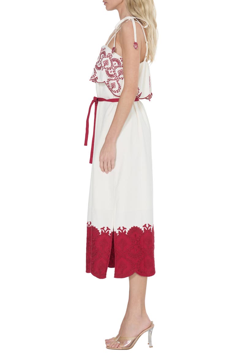 Nina Embroidered Scallop Sundress, Alternate, color, WHITE MULTI