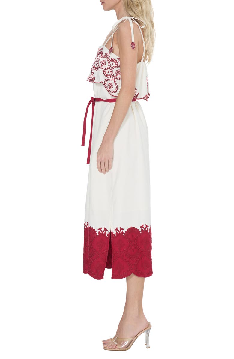 CIEBON Nina Embroidered Scallop Sundress, Alternate, color, White Multi