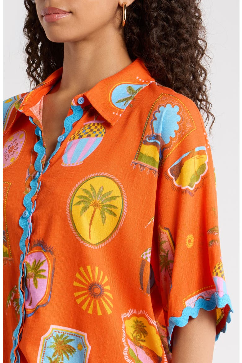 Maury Postcard Marnie Button-Up Shirt, Alternate, color, RED MULTI