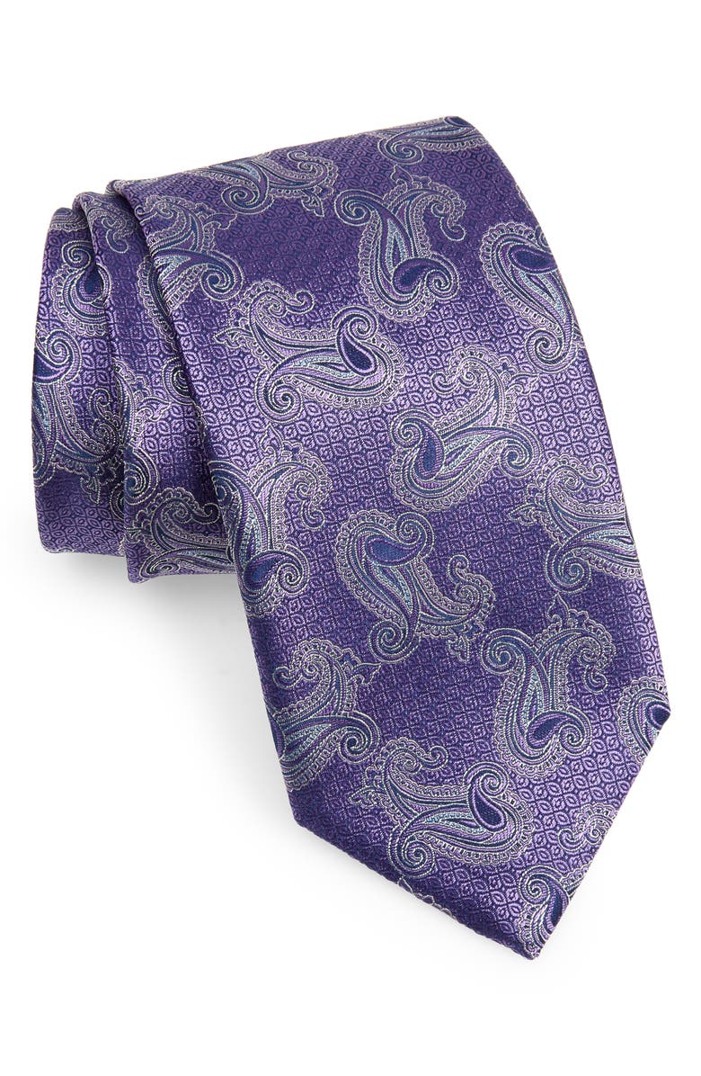 Canali Paisley Silk Tie, Main, color, 