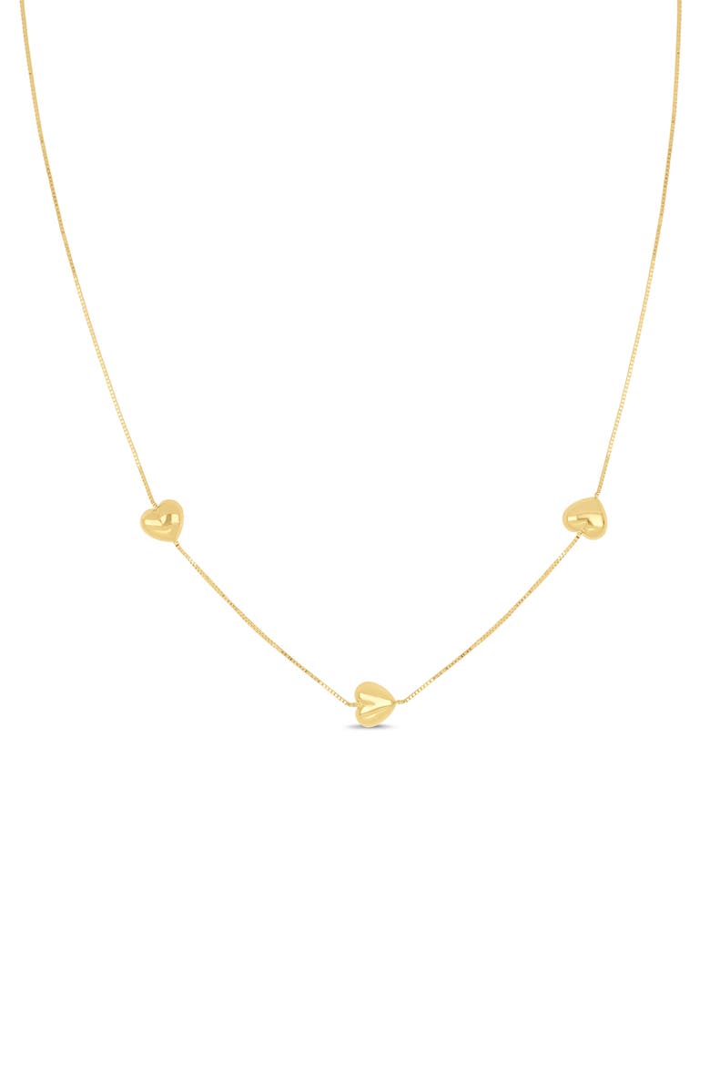 14k Gold Heart Station Necklace, Main, color, 14KY