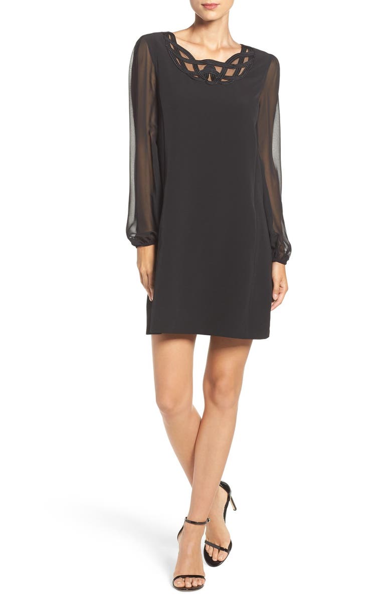 Laundry by Shelli Segal Scroll Neck Shift Dress, Alternate, color, 