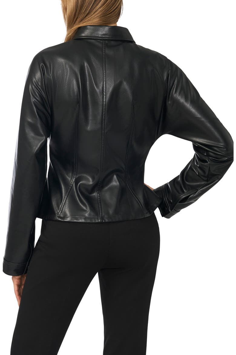Faux Leather Long Sleeve Top, Alternate, color, RICH BLACK