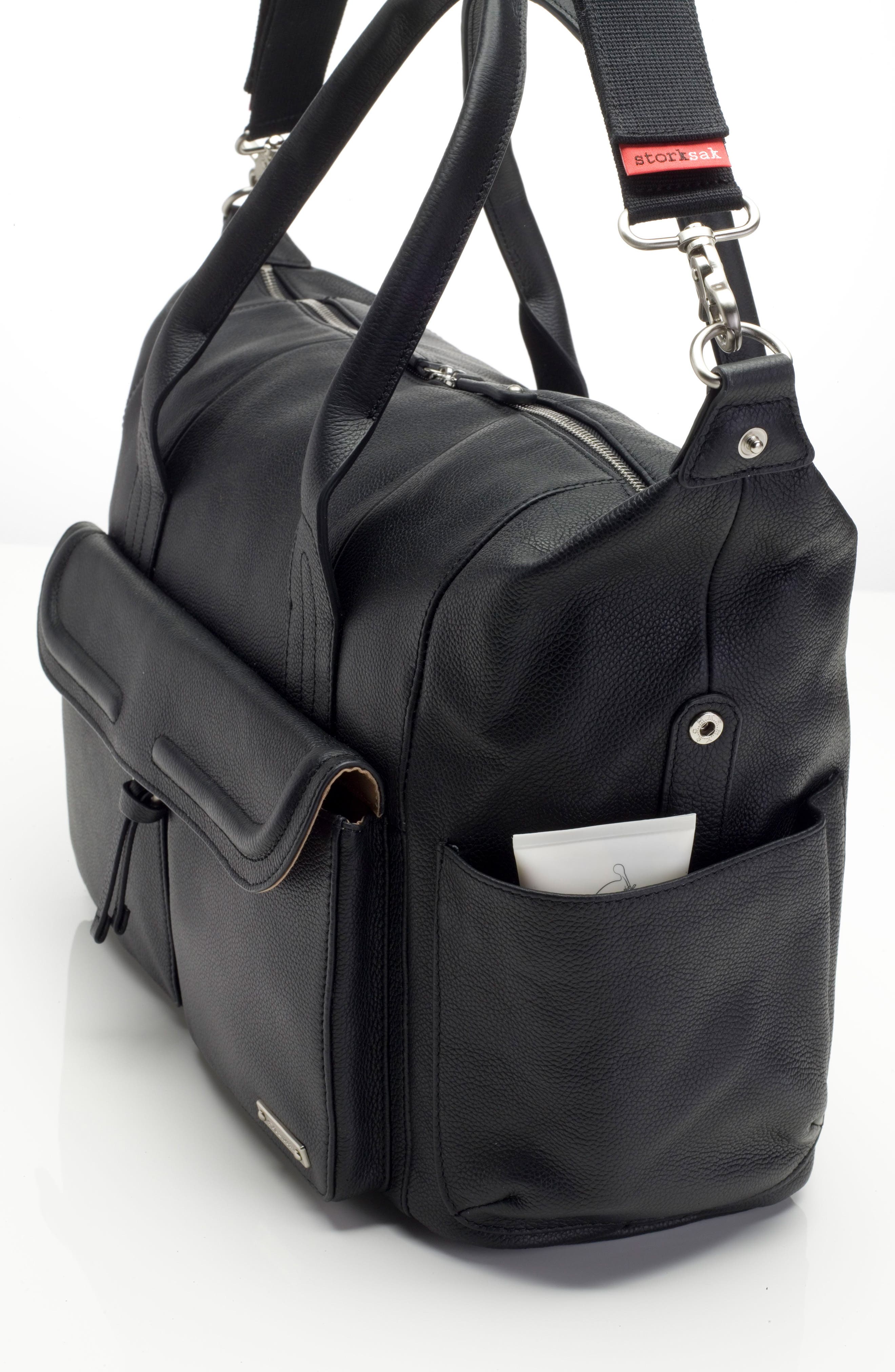 Storksak Storsak Leather Diaper Bag, Alternate, color, 