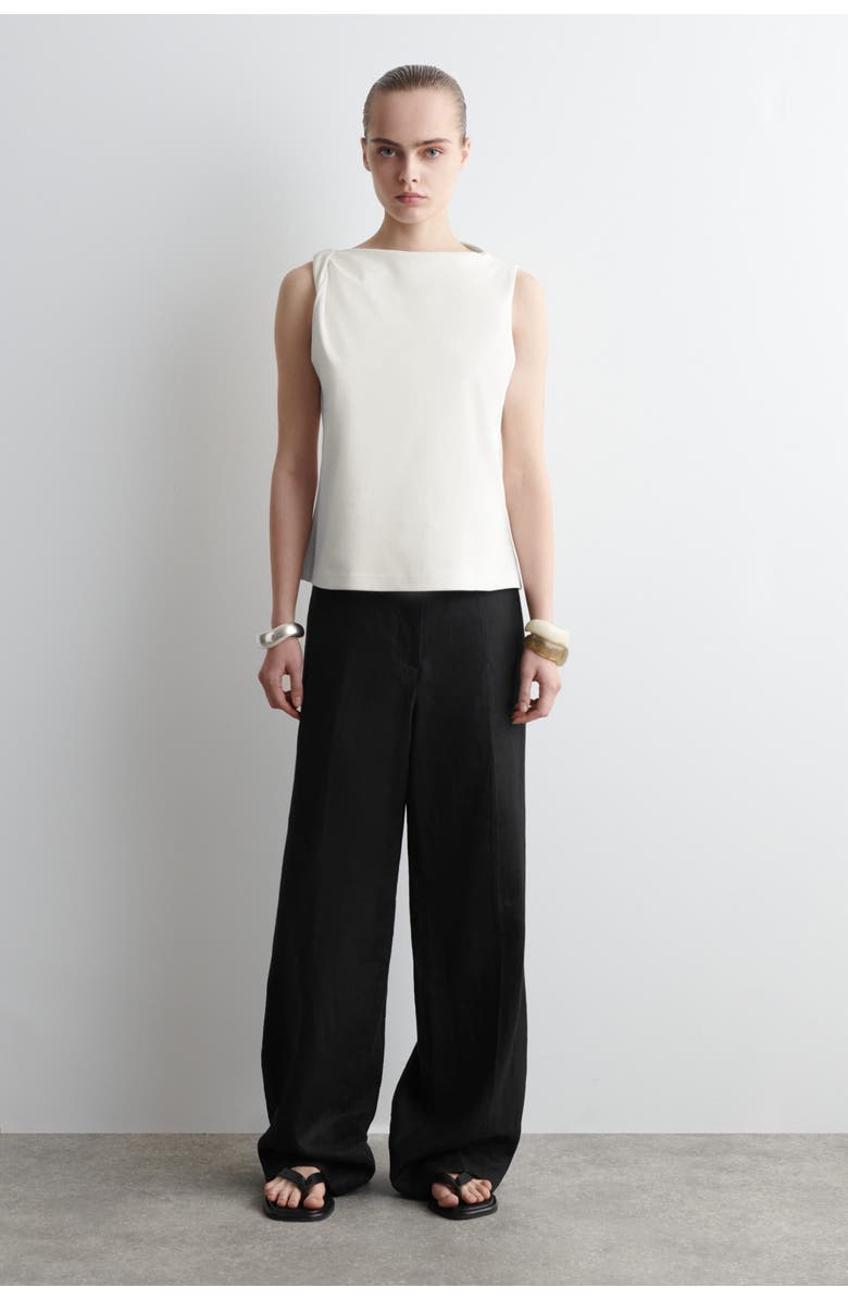 COS Twist-Detail Cotton Top, Alternate, color, White