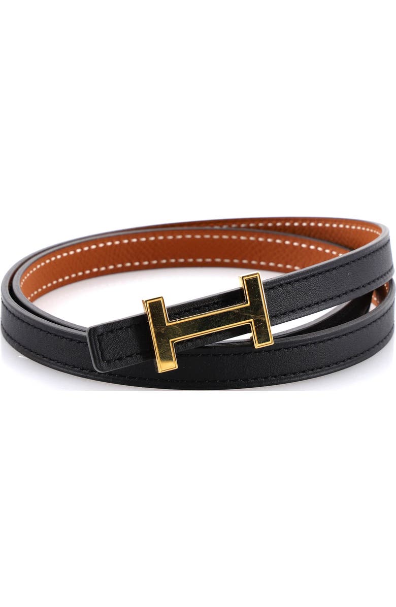 Pre-Owned Hermes Focus Reversible Belt Leather Thin, Main, color, Black