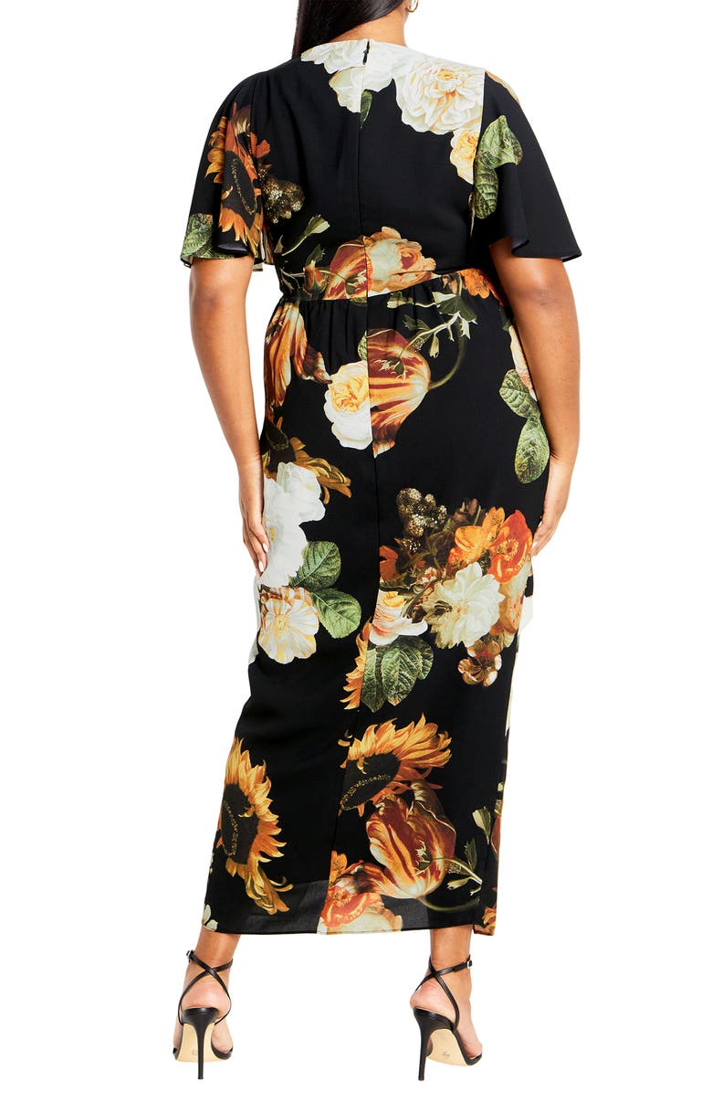 City Chic Braelynn Print Faux Wrap Maxi Dress, Alternate, color, 